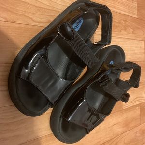 Wolkys Black Patent Slingback Sandals Jewel